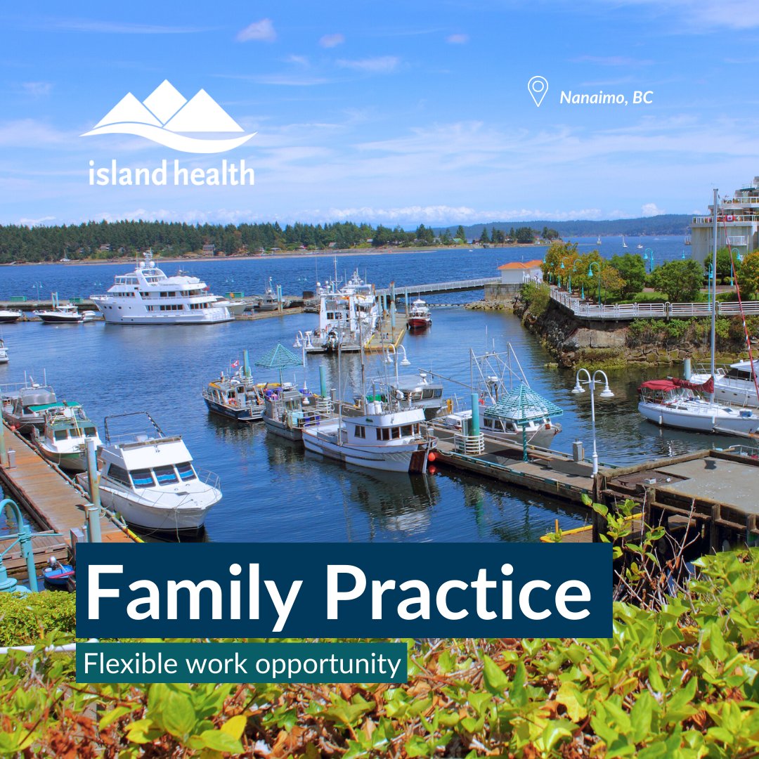 The Family Practice Clinic in Nanaimo is seeking a new physician to join their team. 

Some benefits include: extremely flexible hours and days. No walk-in, weekend or after-hours work required. 

For more details visit medicalstaff.islandhealth.ca/node/6874  

#FamilyMedicine #DoctorsOfBC