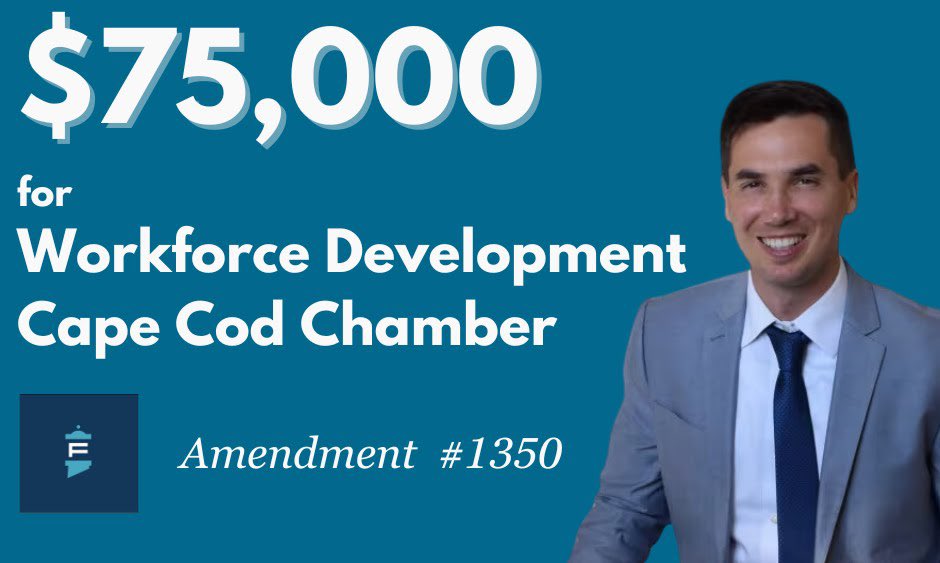 We must keep our region economically competitive. I secured $75,000 today for @capecodchamber to implement and expand workforce development programming that invests in Cape Cod's workers. Thank you @RepMichlewitz for your support!