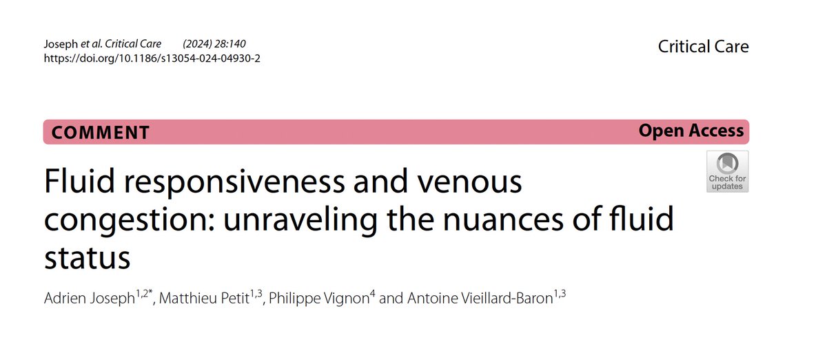 Great comment of Antoine Vieillard Baron, Phillipe Vignon et al on the recent paper on Coexistence of Fluid Responsiveness and Fluid Tolerance! An open field for debate with potential relevant clinical implications! Free access