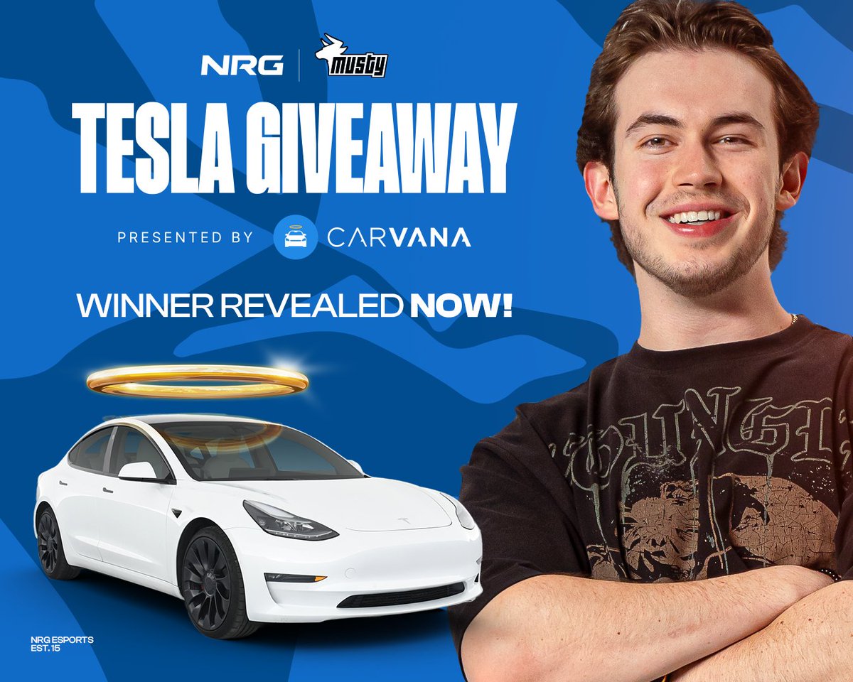 MUSTY IS ANNOUNCING THE WINNER OF OUR @CARVANA TESLA GIVEAWAY LIVE ON STREAM!!! twitch.tv/musty 👈