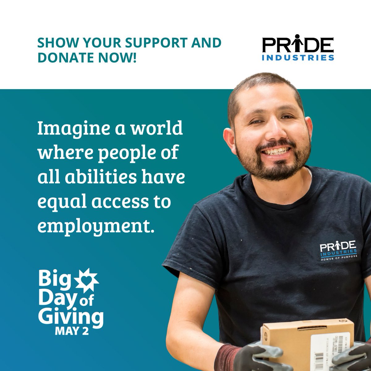 May 2 is Big Day of Giving! Here’s your chance to give the gift of employment to #peoplewithdisabilities. And thanks to a group of generous supporters, this year the first $20,000 in donations will be matched. So give today, and double your impact!
#BDOG2024 #InclusiveEmployment