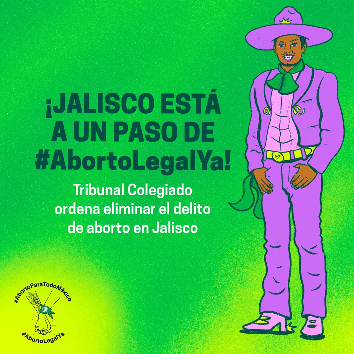 ¡Sube un poco más la Marea Verde en Jalisco! 💚🌊 Ahora le toca al Congreso local legislar frente al fallo del Tribunal Colegiado, fuera el aborto del código penal ✨ ¡Ayer se avanzó un paso más hacia la despenalización del aborto en Jalisco, mañana se hará historia! 💚🐎🍾