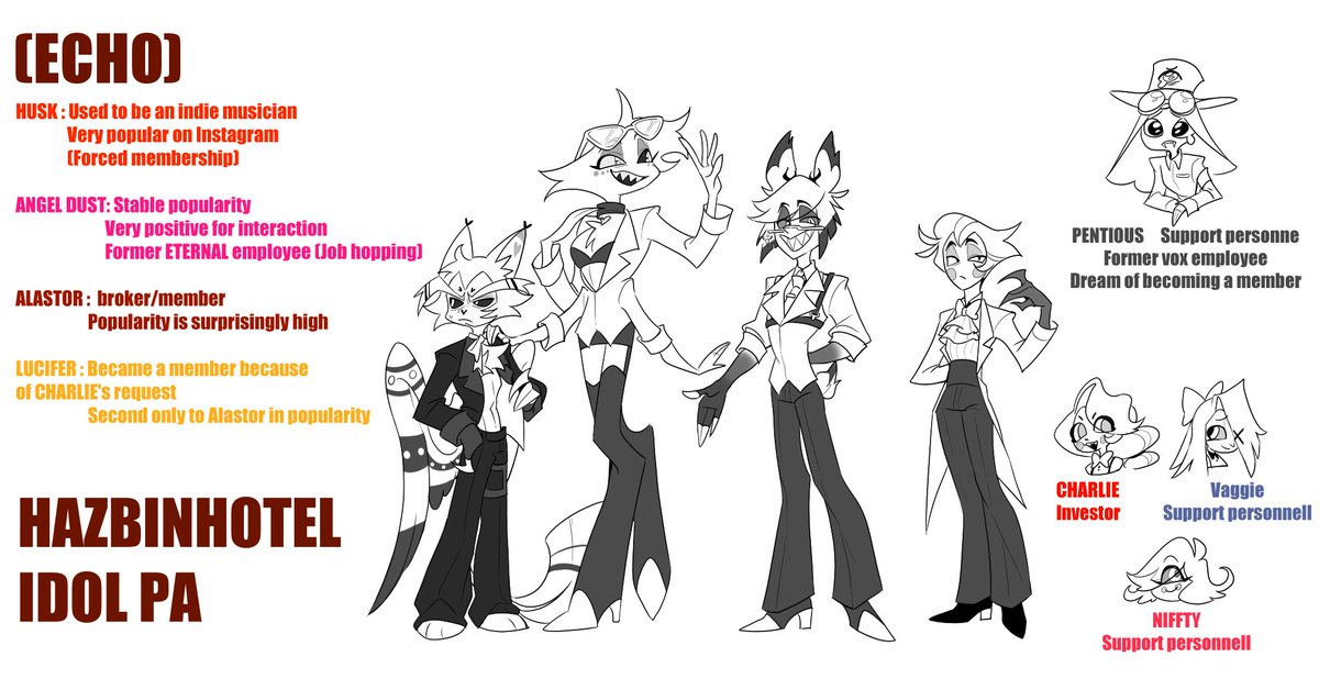 ✨✨TheHoTELbut ldol✨✨
@Lingxingzhou and l designed HH lDOL if together~
(There will be more related creations in the future)
#HazbinHotel