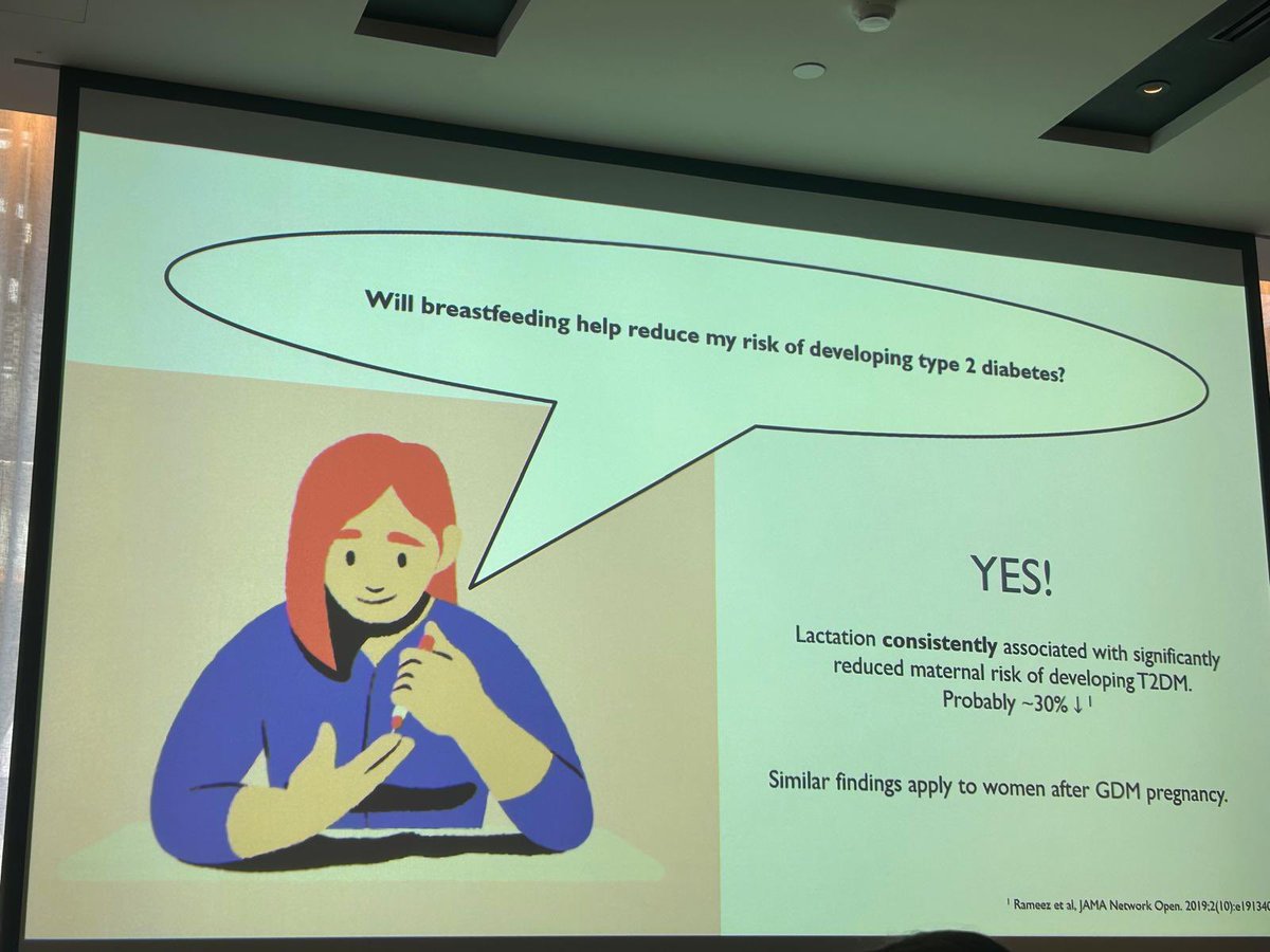 Breastfeeding reduces the risk of women developing Type 2 Diabetes. It is important that health professionals educate patients on the benefits of breastfeeding for mothers, not just for their babies. #BMNANZ24