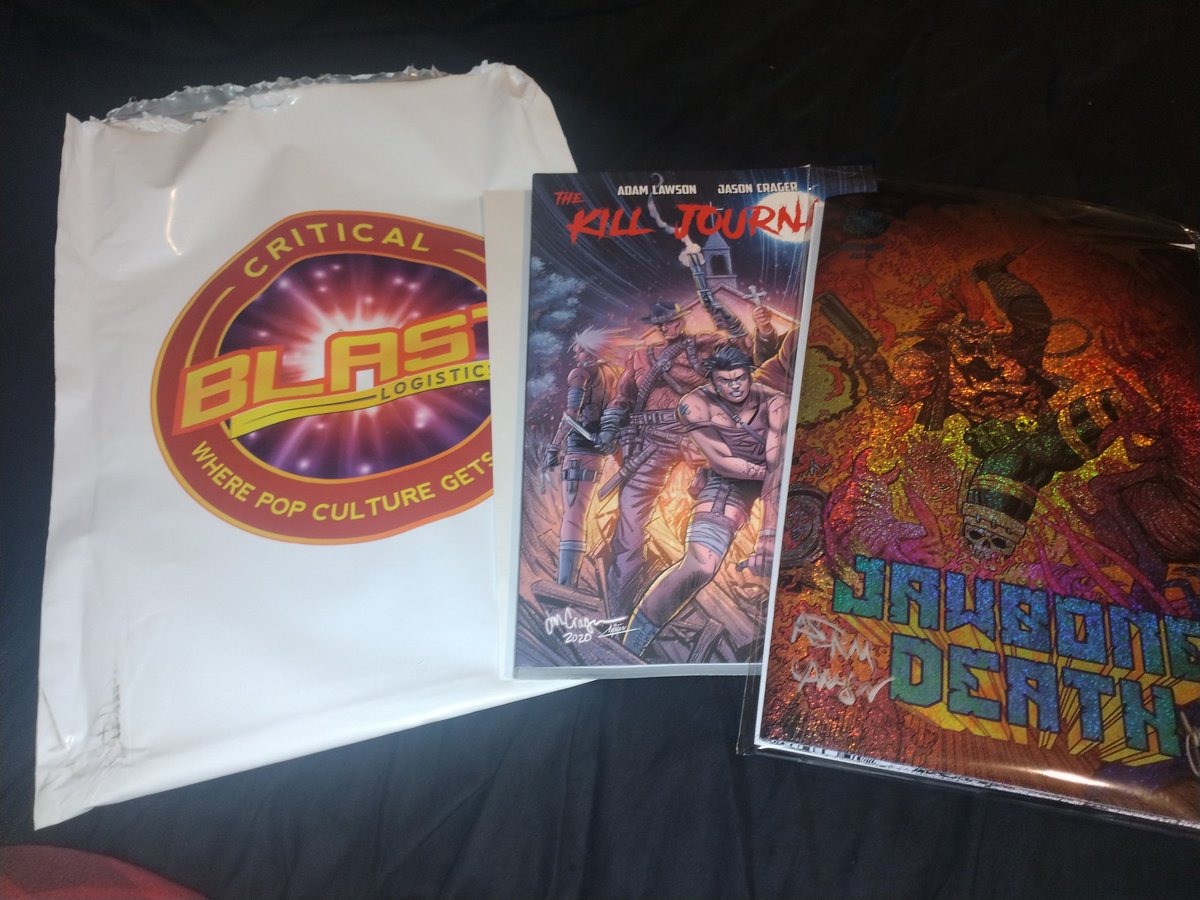 I got Jawbone Death and Kill Journal from @GiftedRebelsCo in the mail today! Cool horror stuff. Also came in a cool @CriticalBlast bag which got me excited when I opened my mailbox. Cool shit.