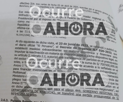 Exclusivo. El 22 de junio del 2023 Wilfredo Oscorima compró en Casa Banchero aretes de oro por más de 5 mil dólares. Ese mismo día fue a Palacio a visitar a presidenta Dina Boluarte. Un día después se publicó un decreto que favoreció a Ayacucho con 66 millones. @atv_noticias