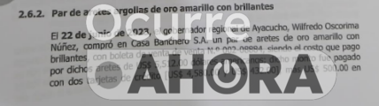 AlonsoRamosG's tweet photo. Exclusivo. El 22 de junio del 2023 Wilfredo Oscorima compró en Casa Banchero aretes de oro por más de 5 mil dólares. Ese mismo día fue a Palacio a visitar a presidenta Dina Boluarte. Un día después se publicó un decreto que favoreció a Ayacucho con 66 millones.  @atv_noticias https://t.co/vNU1iAl3du