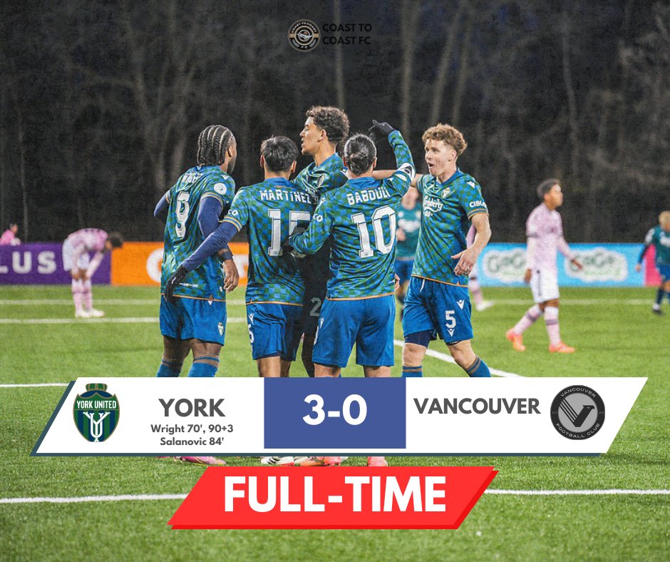 The Eagles come crashing down at the hands of York, as the home side bounces back spectacularly 🟢🔵

#CanPL | #WeAreUnited | #VancouverFC

📸: CHANT