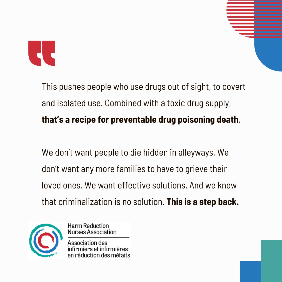 “We don't want people to die hidden in alleyways. We don't want any more families to have to grieve their loved ones. We want effective solutions. And we know that criminalization is no solution. This is a step back.” Read our statement here 👇 #bcpoli drugpolicy.ca/for-immediate-…