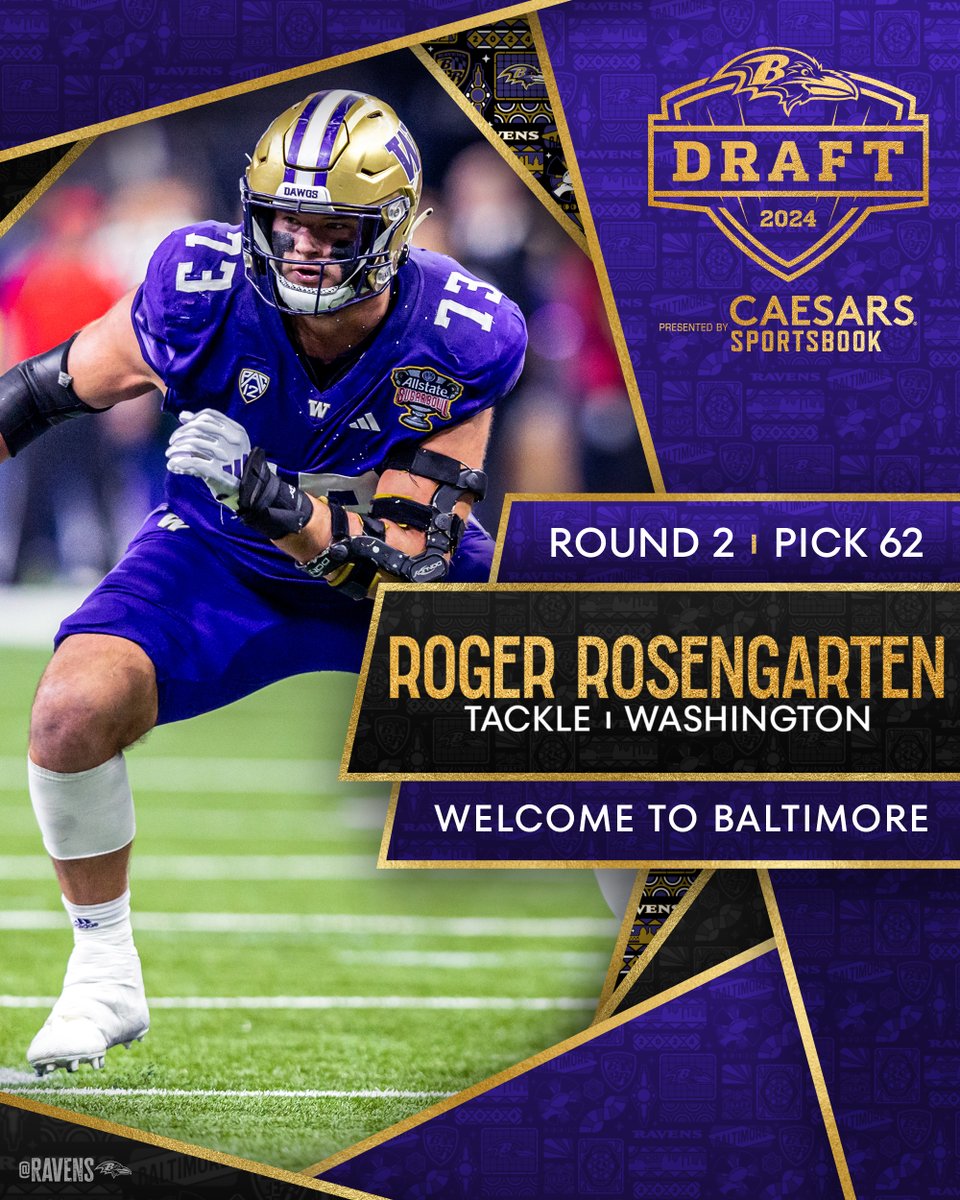 Roger that❗ We have selected OT Roger Rosengarten with pick No. 62❗ @roger_73r
