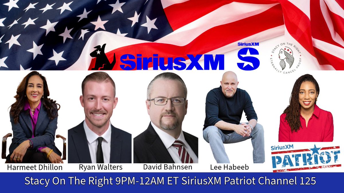 Tonight On @StacyOnTheRight 9pm-12am ET 9:40pm @pnjaban 10:00pm @RyanWaltersSupt 11:05pm @DavidBahnsen 11:30pm @realoastories Call In Now: 866-957-2874 sxm.app.link/Patriot sxm.app.link/StacyOnTheRight #SOTR #RighteouslyAmerican