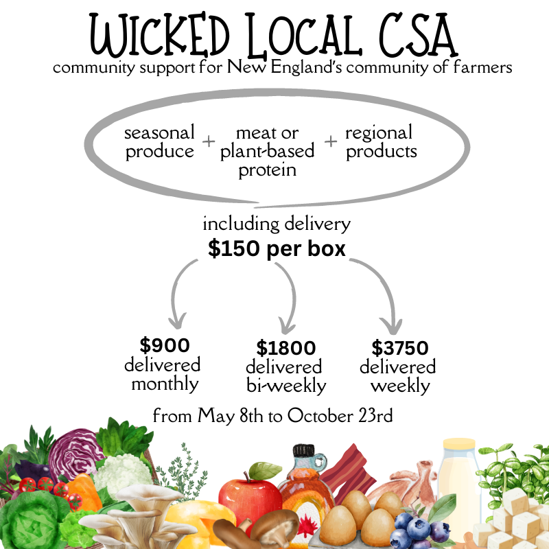 🥕 Fresh, local, and tailored to your taste! Subscribe to Wicked Local CSA for weekly deliveries of fresh produce and more. Support local farmers! More info ➡️ conta.cc/3UxS0J0

#WesternMass #CSA @MycoterraFarm  #WickedLocal #LocalFood