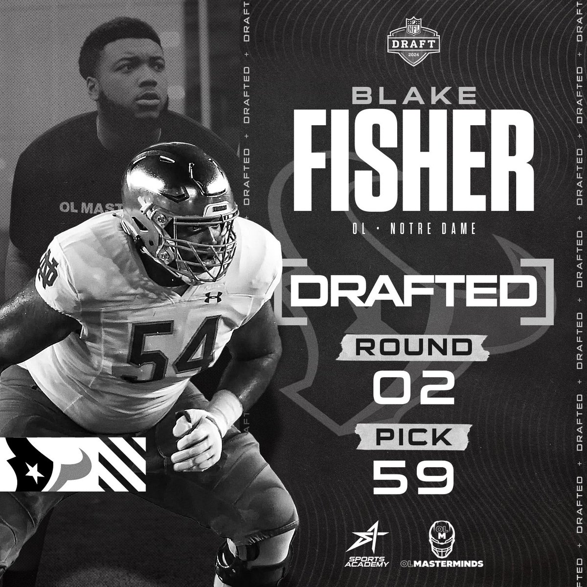 Houston bound! 🤟 Congratulations @bfisher54_ #NFLDraft #OLMasterminds #SportsAcademy