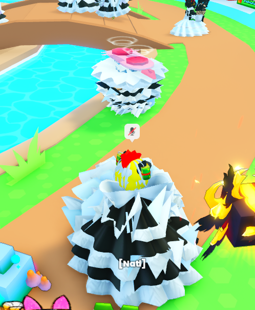 natleiam's tweet photo. hace algunos min con mi clan faltando 15 horas para la actualizacion del juego se nos pusieron trajes en 3d algunos fueron vestidos y otros les pusieron cascos de pollo los que tienen el vestido reproducen un audio de bruja ¿que esta pasando en este trade? @PetSimNews69 #roblox https://t.co/90iRFvXaYK