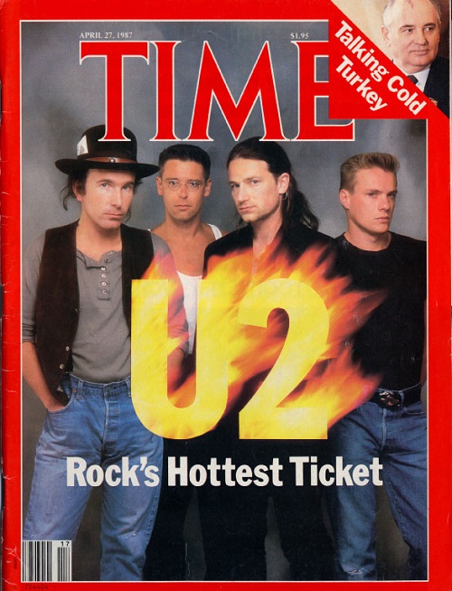Apr 27, 1987: U2 was on the cover of Time Magazine as 'Rock's Hottest Ticket' #80s