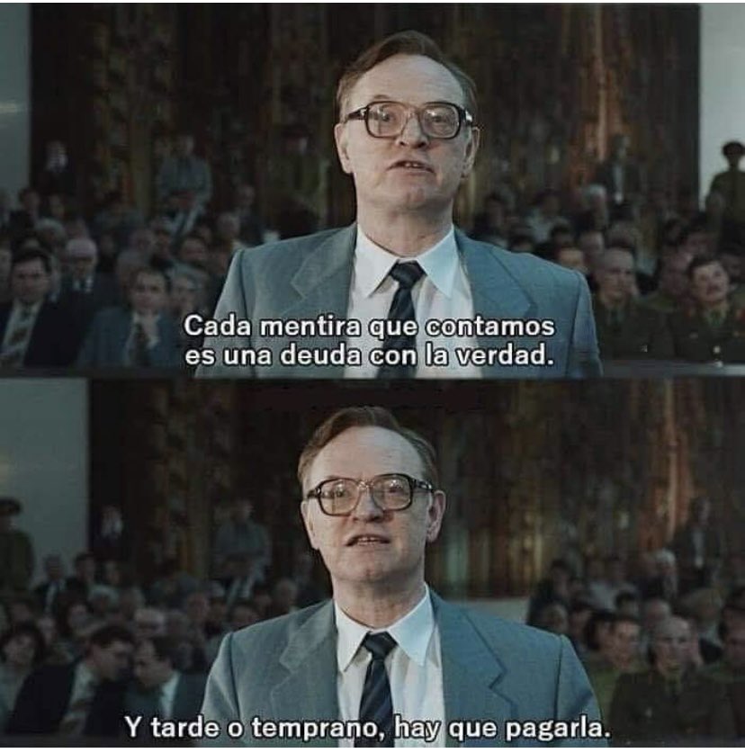 DraKrugger's tweet photo. ☢️ Día Internacional de Recuerdo del Desastre de Chernóbyl. 🇺🇦 #RememberingChernobyl #DesastreChernóbyl #DesastreNuclear

🎥 #Chernobyl #HBO 
“Cada mentira que contamos es una deuda con la verdad. Y tarde o temprano, hay que pagarla. https://t.co/XDZJ6vn0js