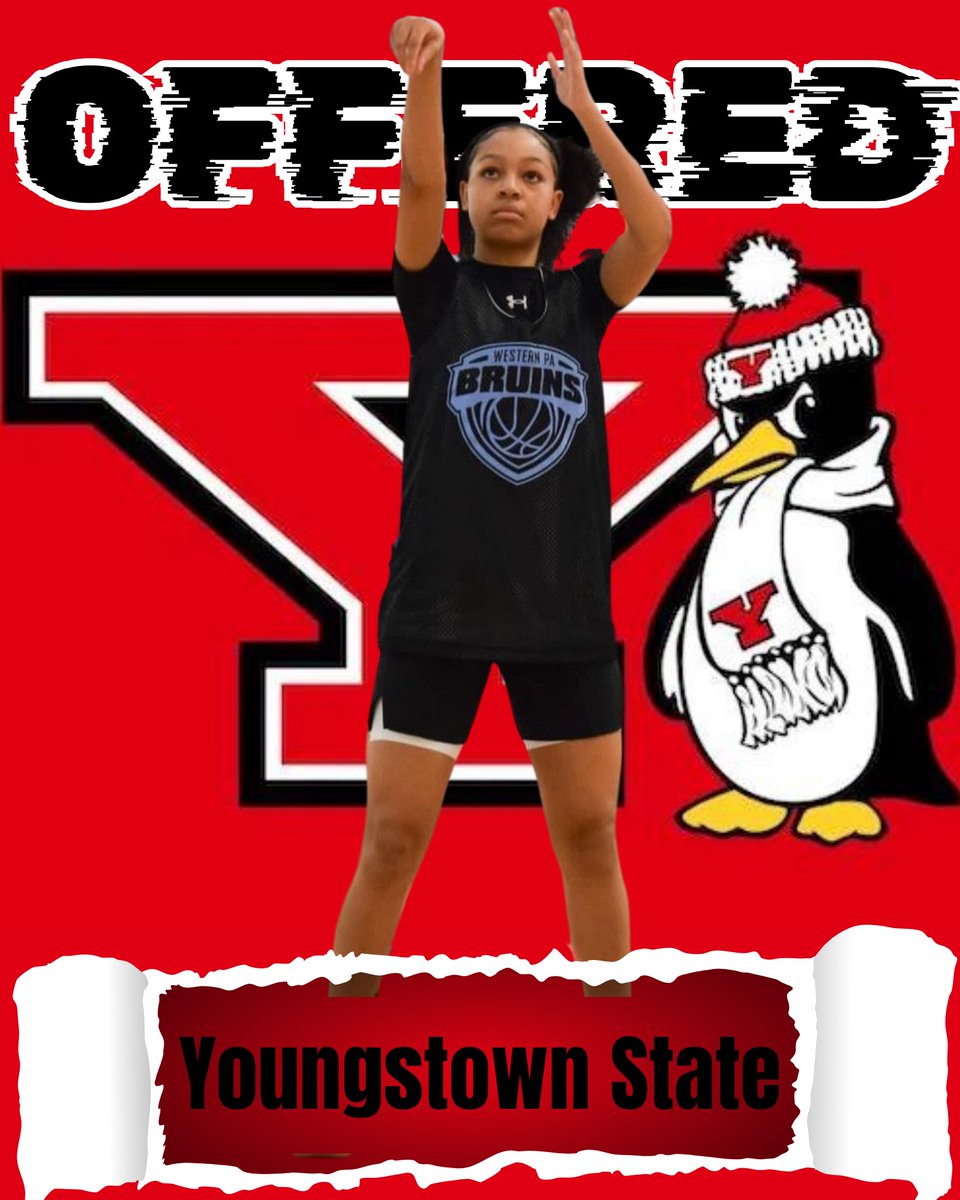 Thankful to say after speaking with <a href="/CoachJackson21/">Melissa Jackson</a> I was offered a D1 scholarship to Youngstown State! <a href="/YSUWomensHoops/">Youngstown State WBB🐧</a> <a href="/WPABruins2026/">WPA Bruins UAA 2026</a> <a href="/WPABruinsAAU/">WPABruinsAAU</a> <a href="/TwpLadyIndians/">HannaTwp Lady Hoops</a> <a href="/Moneyy13/">Cash</a> <a href="/CoachAbb/">Charles P Vaughn</a> <a href="/hannaathletics/">Susquehanna Township SD Athletics</a>