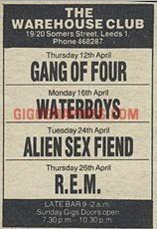 Not a bad couple of weeks at The Warehouse Club in Leeds, 1984