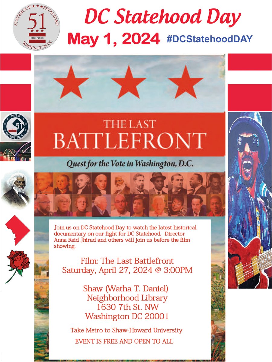 DC Statehood Day:  Come watch The Last Battlefront at Shaw Library, April 27th @3:00PM, film Director will be present. #DCStatehood