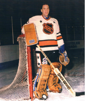 #WaybackWednesday Happy 63rd birthday Clint Malarchuk! Here's Clint playing for the NHL All Stars at the Rendez-Vous '87 in Quebec City