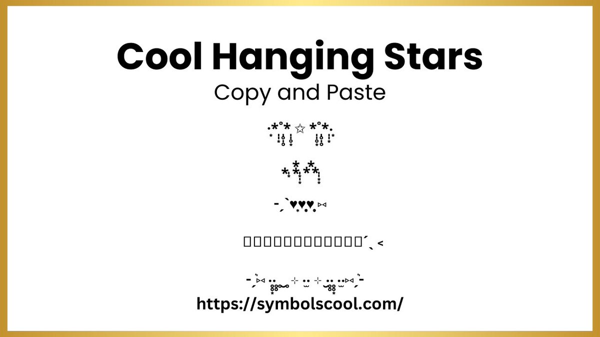 Cool Hanging Stars Copy and Paste
symbolscool.com/cool-hanging-s…
#HangingStars
#StarDecor
#HandmadeUK
#EtsySeller
#LoveHandmadeCommunity
#LinenAndBee
#Sparkle
#GlitterStar
#GiftIdeas
#UnderAFiver
#FusedGlassArt
#ChristmasDecor
#HomeDecor
#GlassArt
#EtsyShopUK