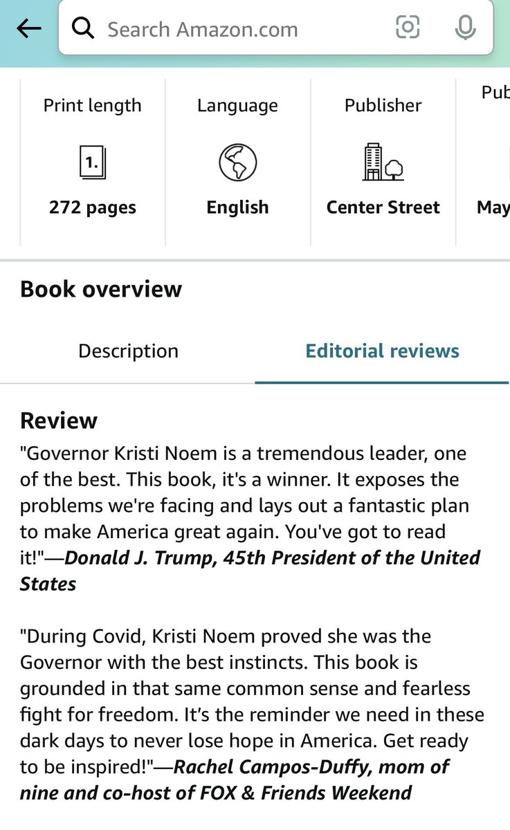 Oh, look. Donald Trump has a review on Amazon promoting Noem’s puppy killing book.