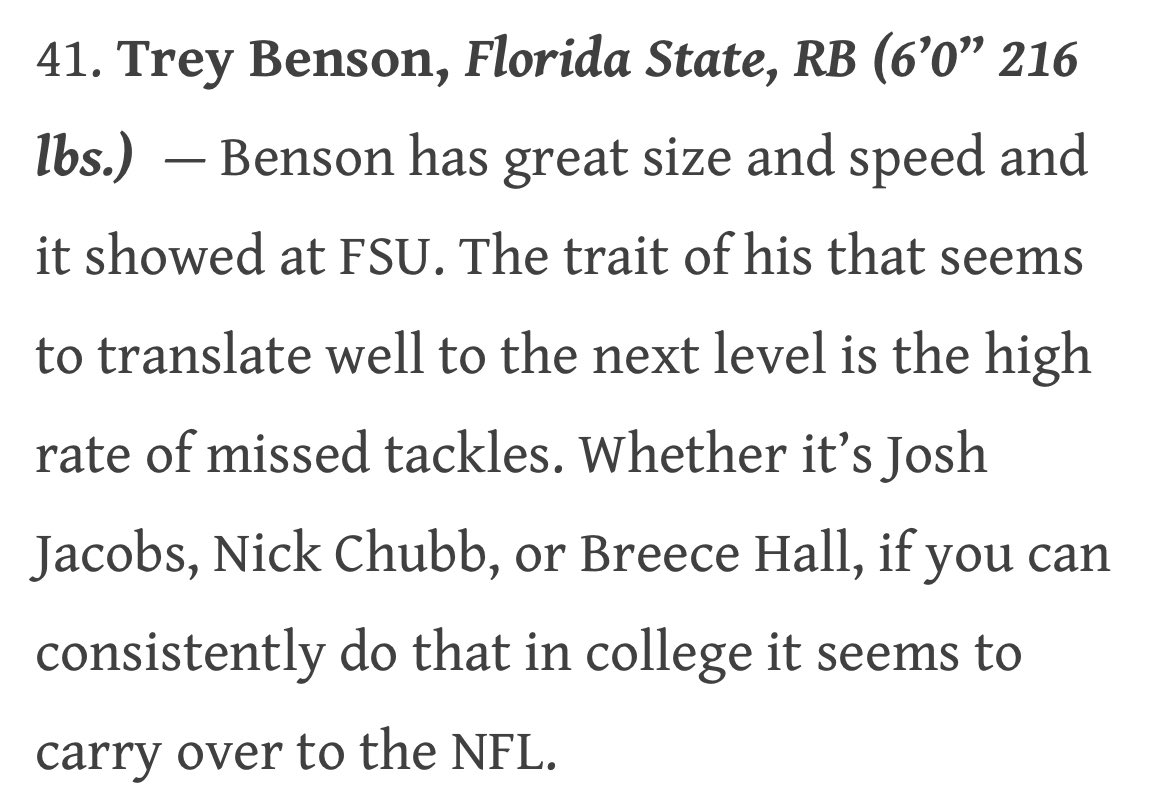 Really like Benson. Shades of Breece Hall and Nick Chubb. #Cardinals #NFLDraft