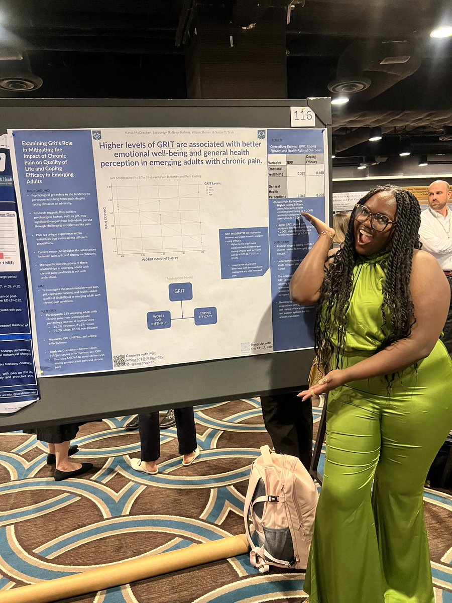 Had a great time presenting my research on the power of grit in emerging adults with chronic pain!  💚#SPPAC2024 #thisispedspsych #blackinpsych #blackinpedspsych #pedspsych