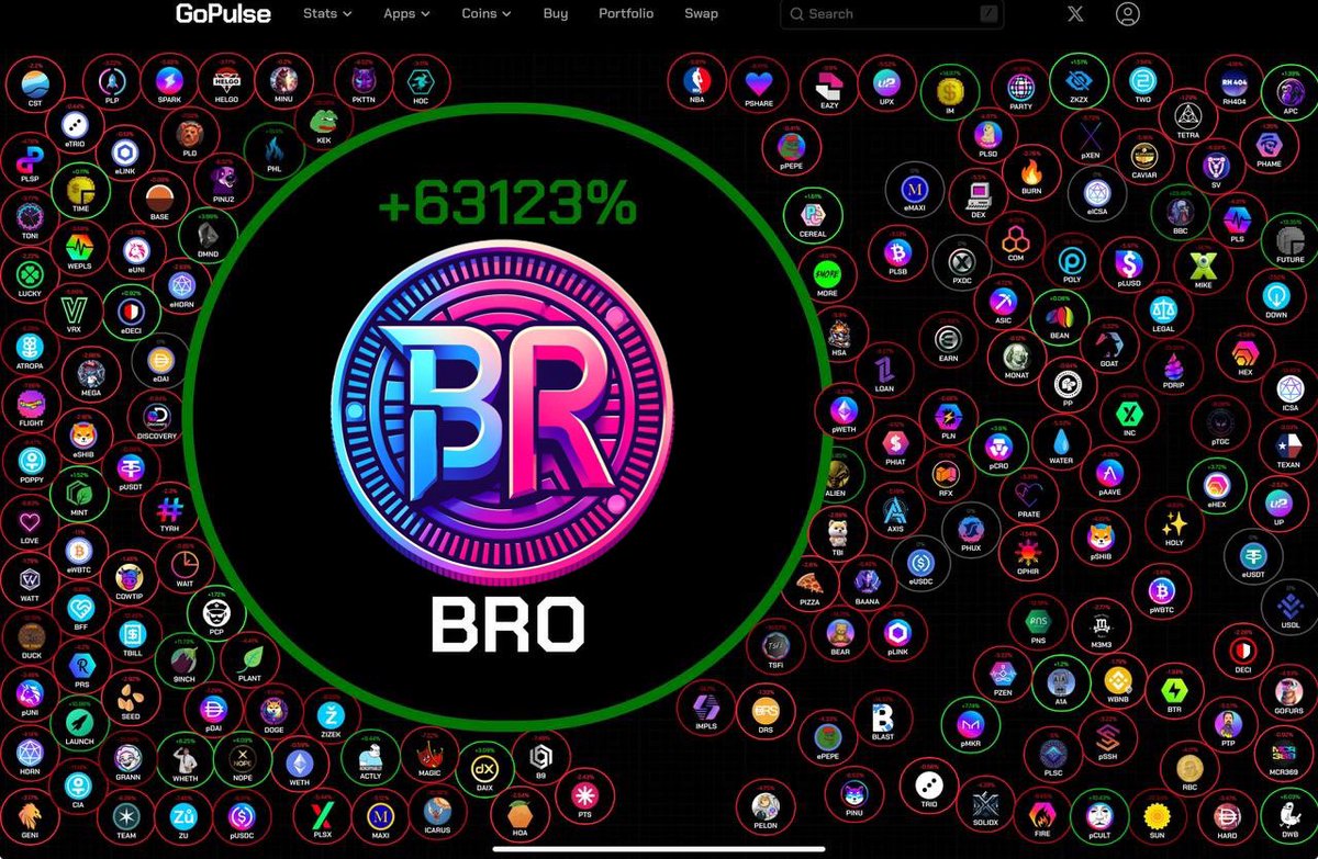 $PLS is dead & $BRO killed it with 777x gains in 4hrs, BRO is thee official “No Girls Allowed Club” token of friendship by bros, for bros for BROmance available now on @9inch_io DEX, exclusively on #PulseChain! RH coins don’t pump, but yours do if you launch on PulseChain lolz