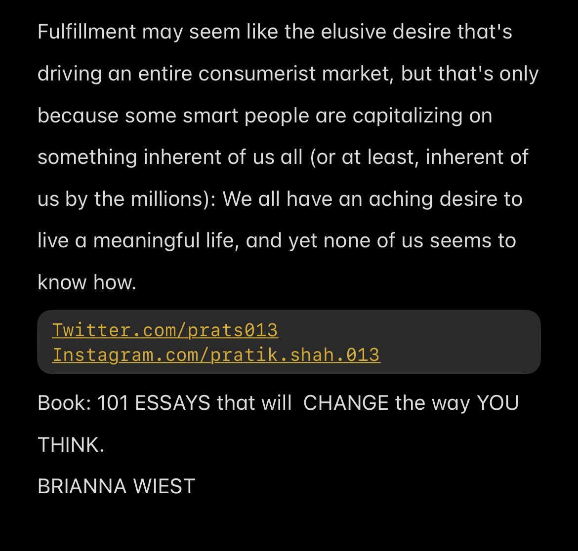 #books #library #reading #readingcommunity #LearningJourney #SharingIsCaring #KnowledgeIsPower #time #motivational #inspiring #101essaysthatwillchangethewayyouthink #briannawiest #happy #happiness #readingtime #fulfillment #millions #market #consumer #meaningful #desire #Saturday