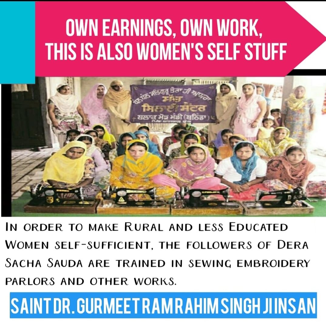 Women are the backbone of our society .for the women empowerment Saint Dr MSG  has done many humanitarian work .Like  providing free education to poor girls, Kul Ka Crown Campaign, Self Esteem ,Respected Motherhood campaign.
#WomenPower