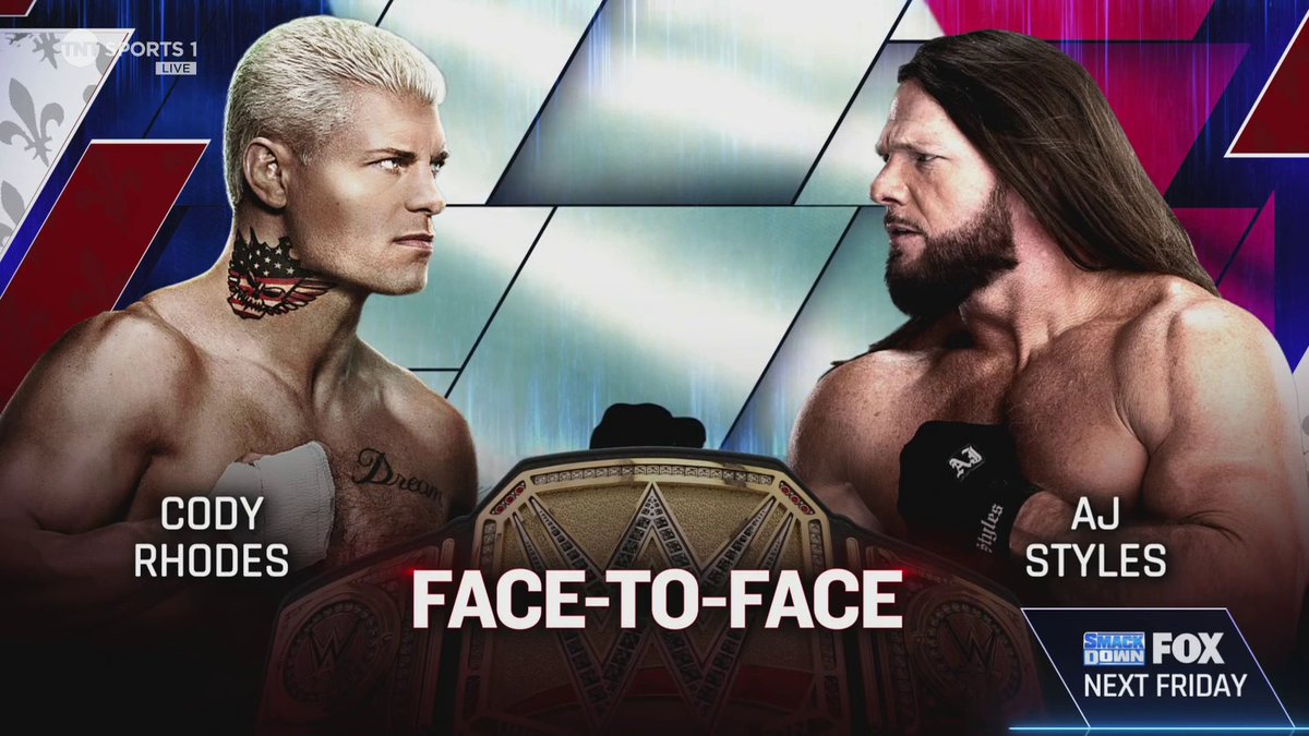 Cody and AJ come face to face next week! #SmackDown | Live on TNT Sports & discovery+
