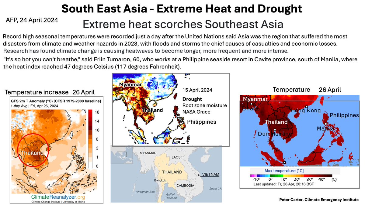 SOUTH EAST ASIA- EXTREME HEAT & DROUGHT 26 April Is their hot season Even worse than last year Fossil fuelled Unliveable regions before long france24.com/en/live-news/2… #heatwave #drought #climatechange #globalwarming