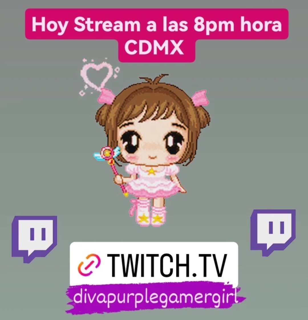 Hoy DiVa-Stream a las 8:00pm 🎮💜 Los espero! 🤗✨✨✨ 💜 Twitch.tv/divapurplegame… 💜 #gamergirl #streamergirl #gamer #twitchstreamer #streamer