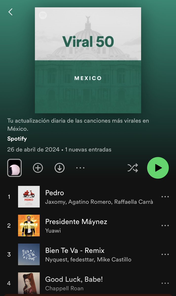 #PresidenteMaynez tiene 18 días entre el 1er y 2do lugar de las canciones más virales de #Spotify. No es casualidad, @AlvarezMaynez es un fenómeno con los jóvenes y @MoyBarbaMX es un gran compositor mexicano, que logra lo imposible: que la política viaje en la música exitosamente