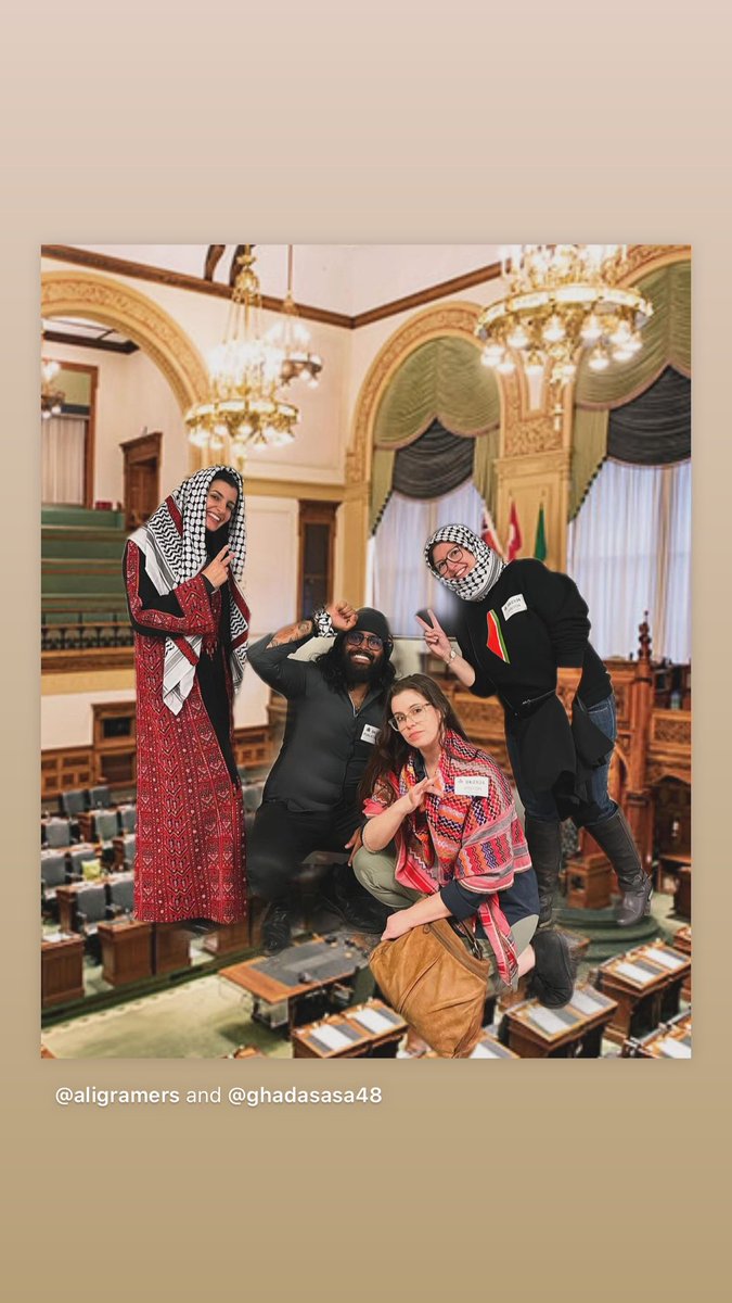 In light of the Kuffiyeh ban in the Ontario Legislature we’re offering a buy one get the second one for 25% off for all our kuffiyehs! Let’s wear our solidarity proudly! Check out this picture of some
Comrades proudly showing up to Queens Park - before getting banned!