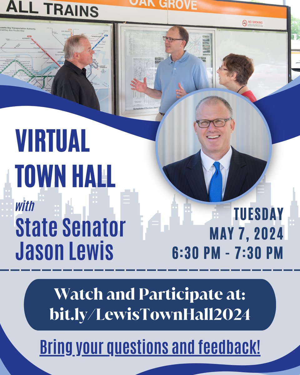 Mark your calendars! Join me for a virtual Town Hall meeting next week to ask me about state and local issues. The event will be live-streamed on my YouTube channel (bit.ly/LewisTownHall2…) on Tuesday, May 7, 2024 from 6:30-7:30 p.m.