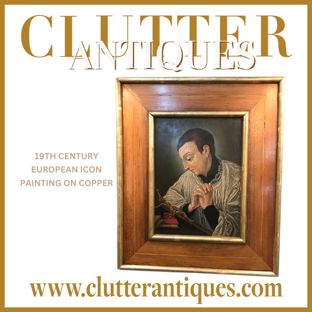 19th Century European Icon Painting on Copper l8r.it/8frj #clutterantiques #europeanpainting #iconpainting #paintingoncopper #antiquepainting #religiousart #instaart #clergypainting #styleinspiration #palmbeachstyle #luxurydecor #chairish #foundandchairished