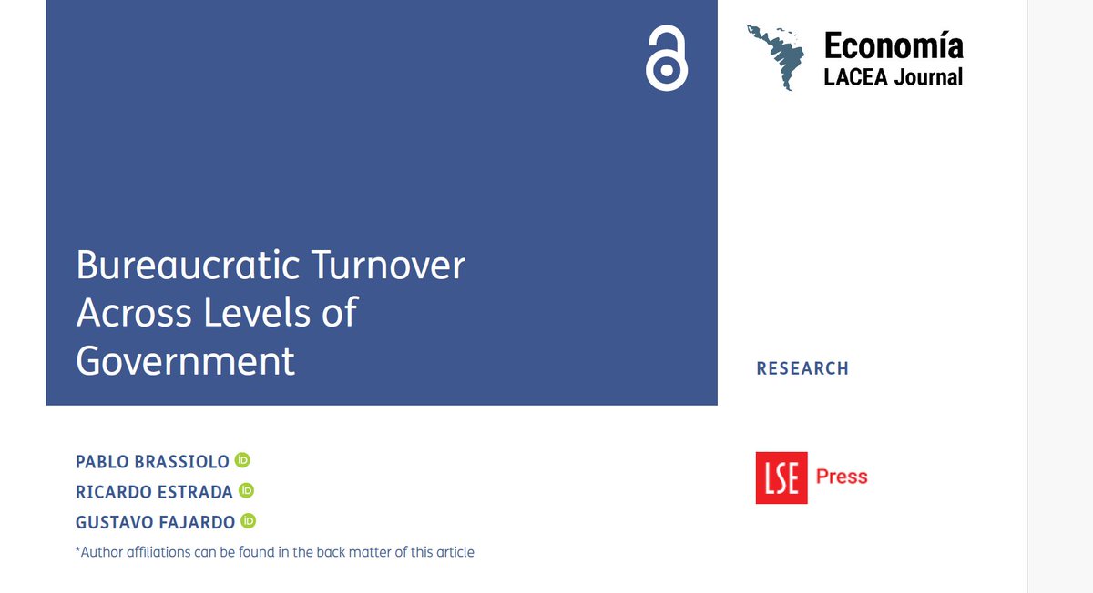 restradamtz's tweet photo. Elections and bureaucratic turnover seem to be the norm in developing (democratic) countries. BUT, does it vary by level of government? 

It does in Brazil, as @gusfajardo @pablo_brassiolo and I show in paper just published at @EconomiaJournal! https://t.co/1hMGFMvd3R