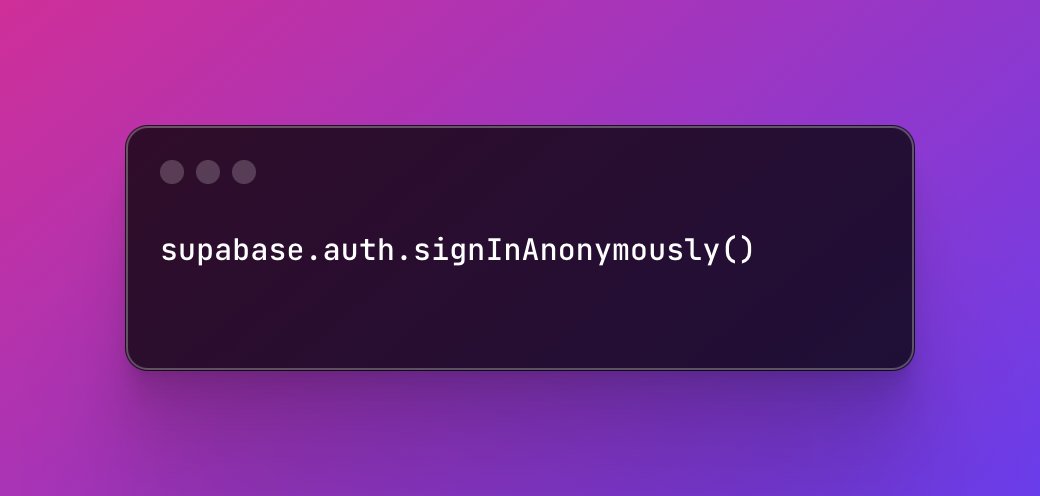 Anonymous sign-in has made it to the Supabase Kotlin library!

This allows you to create the user's account silently in the background before they are confortable enough to give you their credentials!

Supabase makes native Android development so fun and easy 🙌