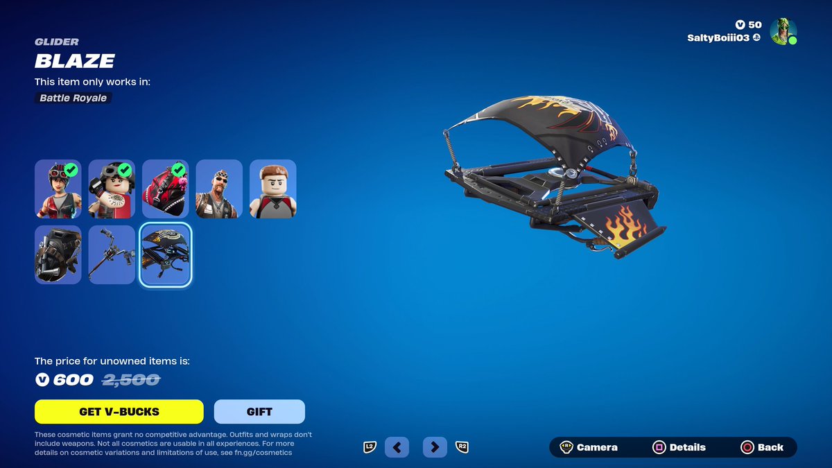 It seems that Fortnite have made another 'wrong cosmetic with the same name in the Item Shop' type of blunder! The Blaze Outfit has returned in the spot that the Blaze Glider, the one included in the Biker Brigade Bundle, is supposed to be! Not the worst thing, but still!