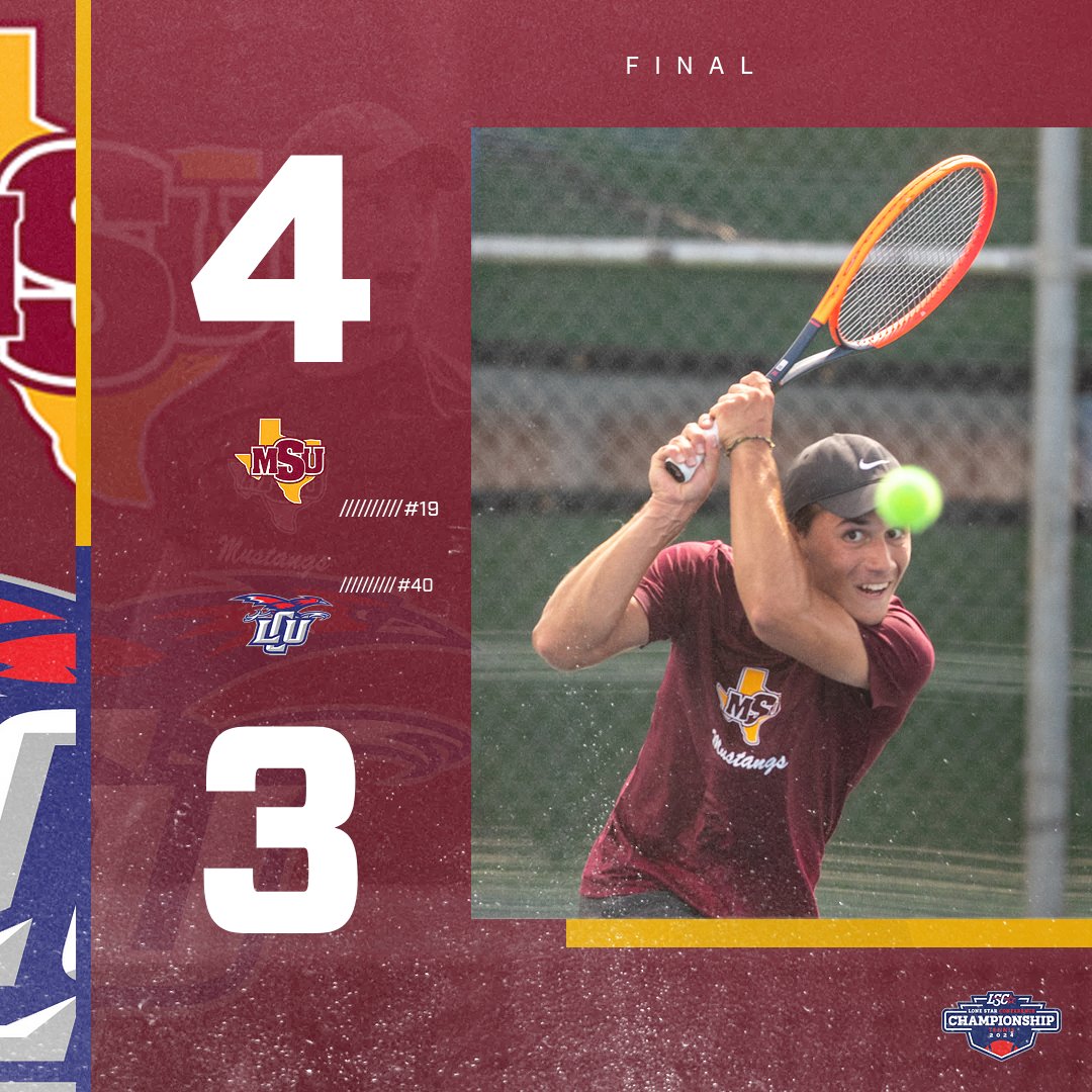 🎾 | No. 19 Midwestern State battles its way to a 4-3 win over No. 40 Lubbock Christian to advance to the LSC championship match! #StangGang