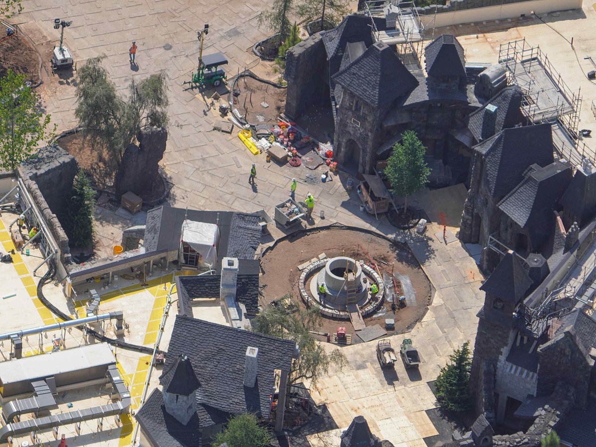 Aerial photo of construction in the village in Dark Universe.