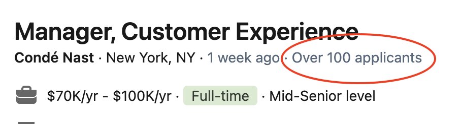 Don't let the number of 'applicants' under a job on Linkedin scare you from applying... here's why: 1. These numbers are often overinflated 2. Majority of applicants may not be qualified, meaning there are still gaps in who hiring manager is looking for