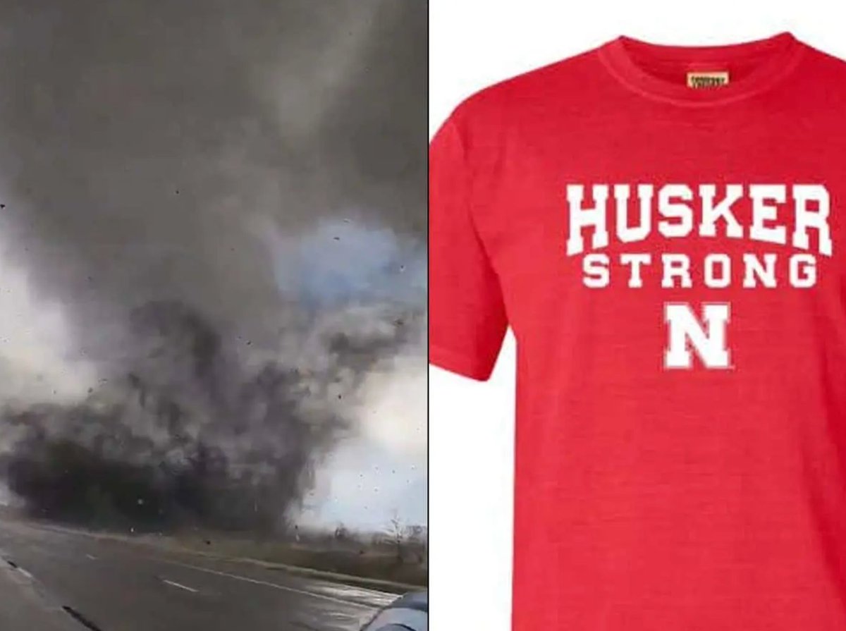 Massive Tornado Devastates Nebraska,, 100% of Net Proceeds From Husker T-Shirt Sales Will Go to Tornado Relief Fund buff.ly/44gPytI