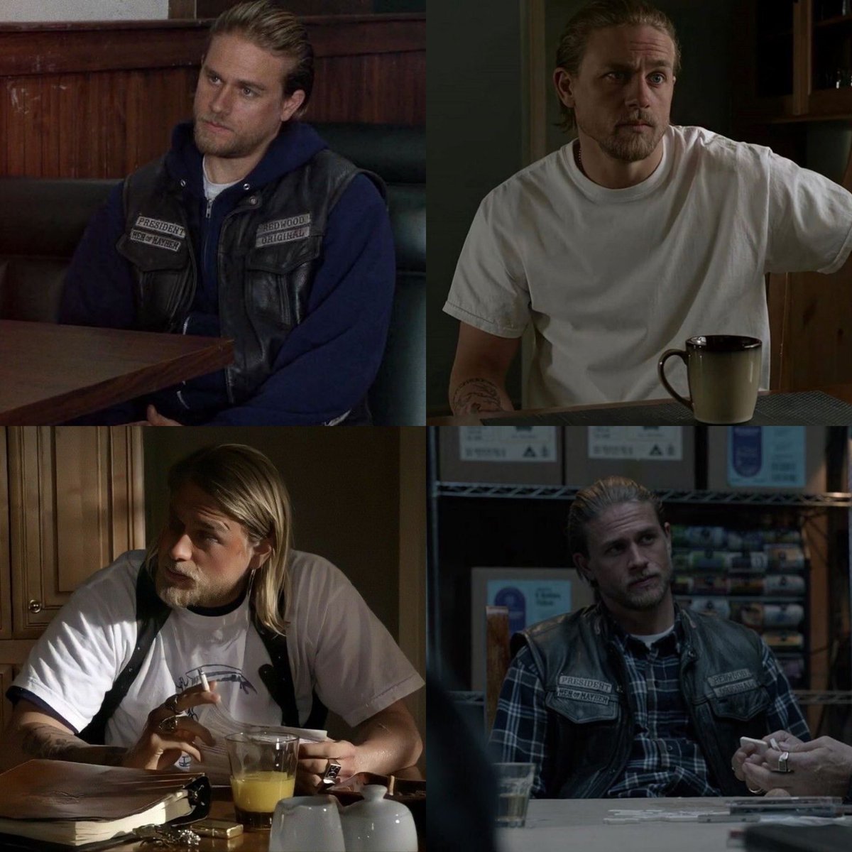 Friday night #faces #charliehunnam #jaxteller #jackieboy #samcro
#reapercrew #redwoodoriginal #outlaw #leathers #clubpresident #soa
#charminglife #tabletalk sexiestmanalive #hotwhitetshirt #hotman
⁦@NeonMangoSocial ⁦@SOAMediaAddicts⁩ #jacksonnathanielteller ❤️‍🔥🏍️☠️💀💫