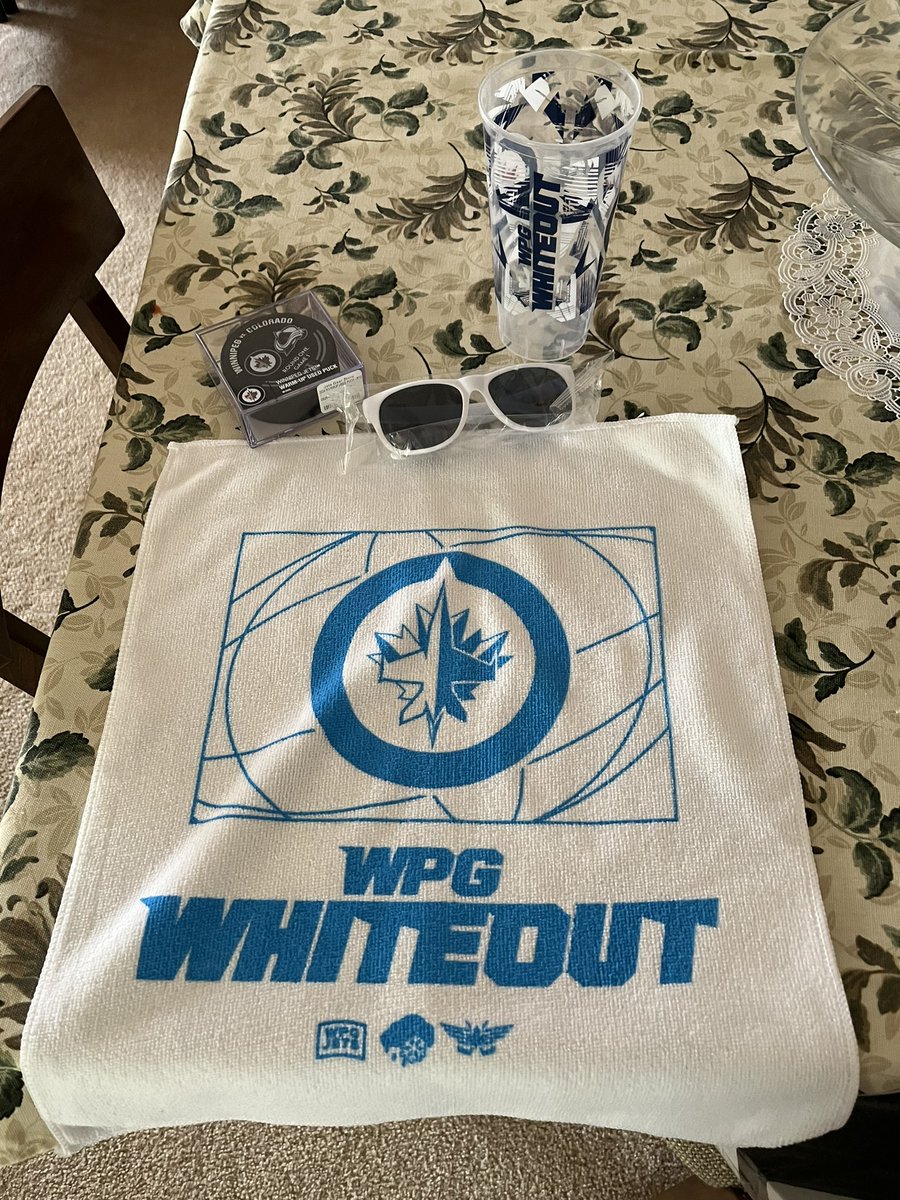 My game 1 swag is all set up in the house ready for game 3! #GoJetsGo  #wpgwhiteout