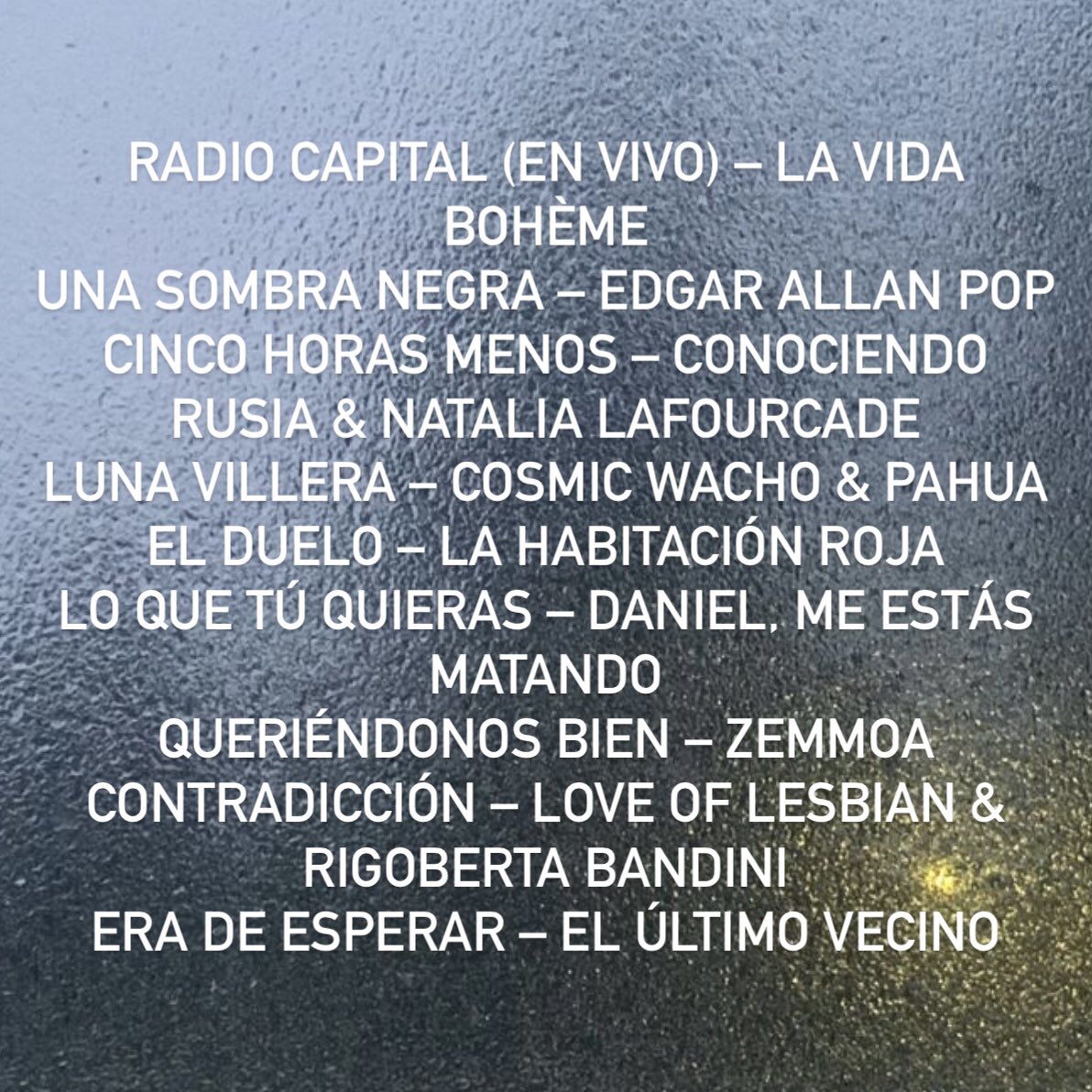 ¡Novedades musicales! @MexiquenseR 🔊 @lavidaboheme @edgarallanp0p @conociendorusia @lafourcade @cosmic_wacho @pahuamusic @lahabitacionroj @dmeestasmatando @Zemmoa @loveoflesbian @rigobandini @ElUltimoVecino