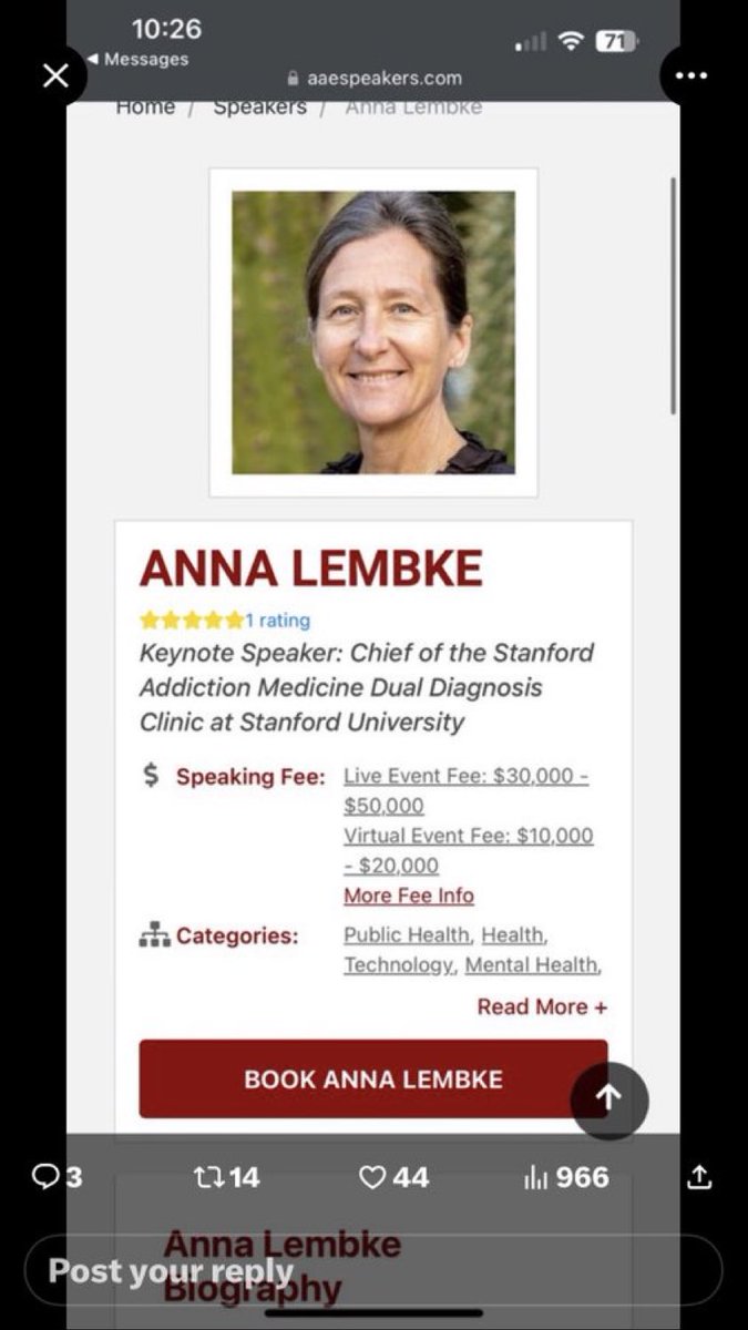 #chronicpain Dr Anna Lembke psychiatrist at Standford and a member of the physicians for responsible opioid prescribing or PROP apparently thinks her fibbing to the courts and saying that people should be forced off their pain medicines is looking for large speaking fees