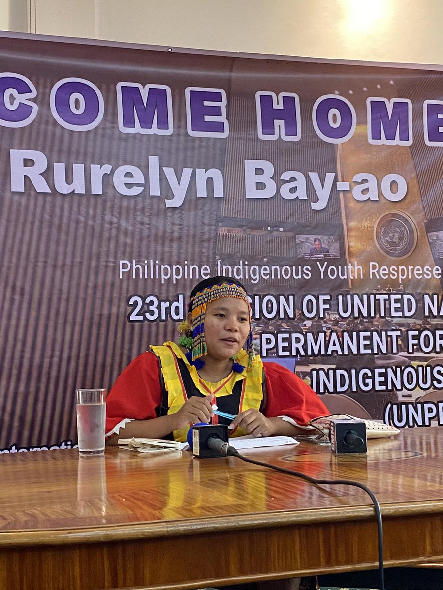 TINGNAN | Dumating na ang  Indigenous People representative na si Bae Rurelyn Bay-ao, na dumalo sa United Nations Permanent Forum for Indegenous Issues (UNPFII) mula April 16-25, 2024 sa New York City.

via @cherrylight1 

1/2